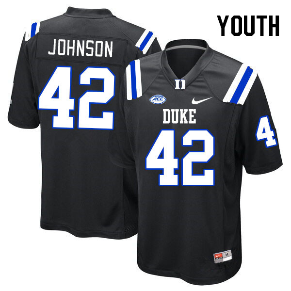 Youth #42 Kendall Johnson Duke Blue Devils College Football Jerseys Stitched-Black